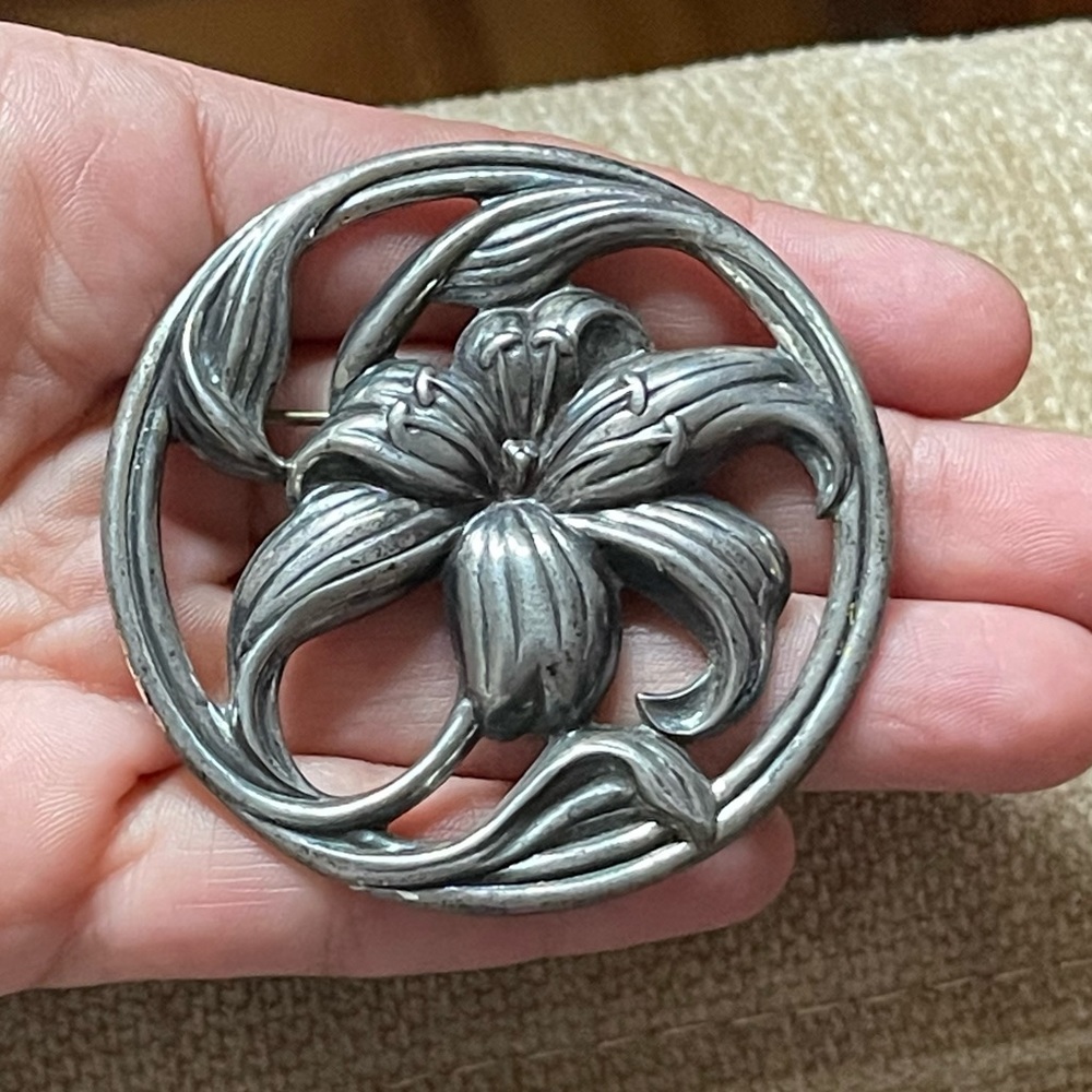 Vintage Danecraft Sterling Siver Flower Pin Brooch